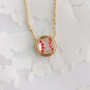 Kendra Scott Baseball Gold Necklace Ivory Mother Pearl